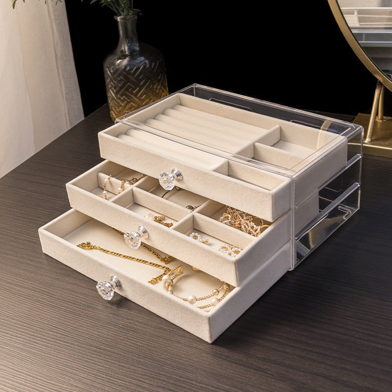 Jewelry Flannel Acrylic Storage Box Anti-oxidation