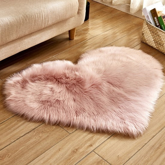 Plush Heart Shaped Carpet Non-Slip Mat Fluffy Rug