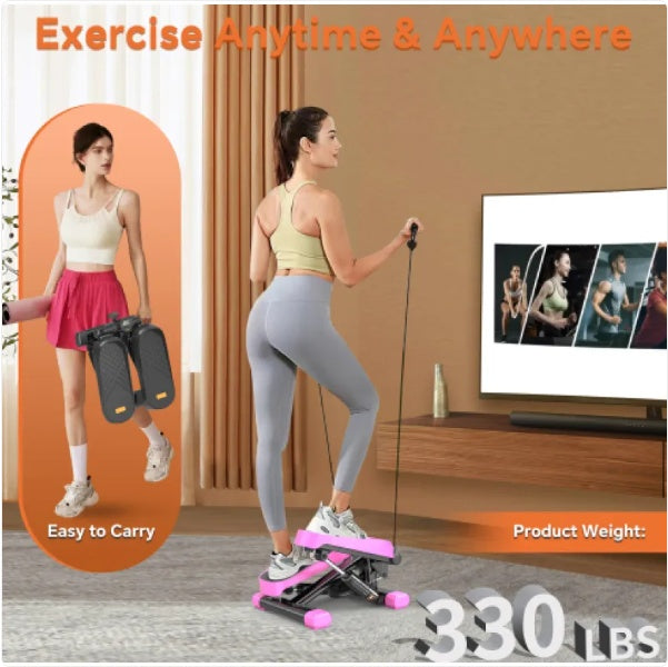 CD Monitor Downloads Home Office Exercise 330LBS Capacity Mini Stepper With Resistance Bands And LCD Monitor