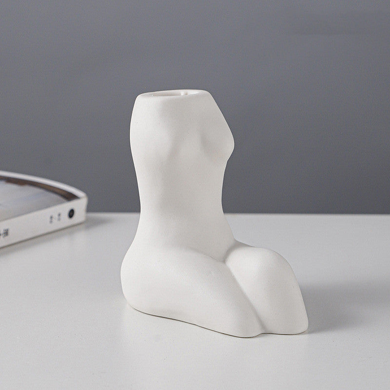 Creative Body Art White Candle Cup Hotel Desktop Simple Ceramic Ornaments