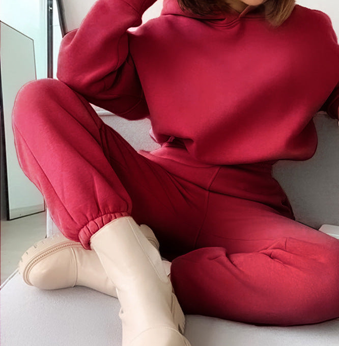 Hooded Sexy Sweater Solid Color Navel Suit Women's Clothing