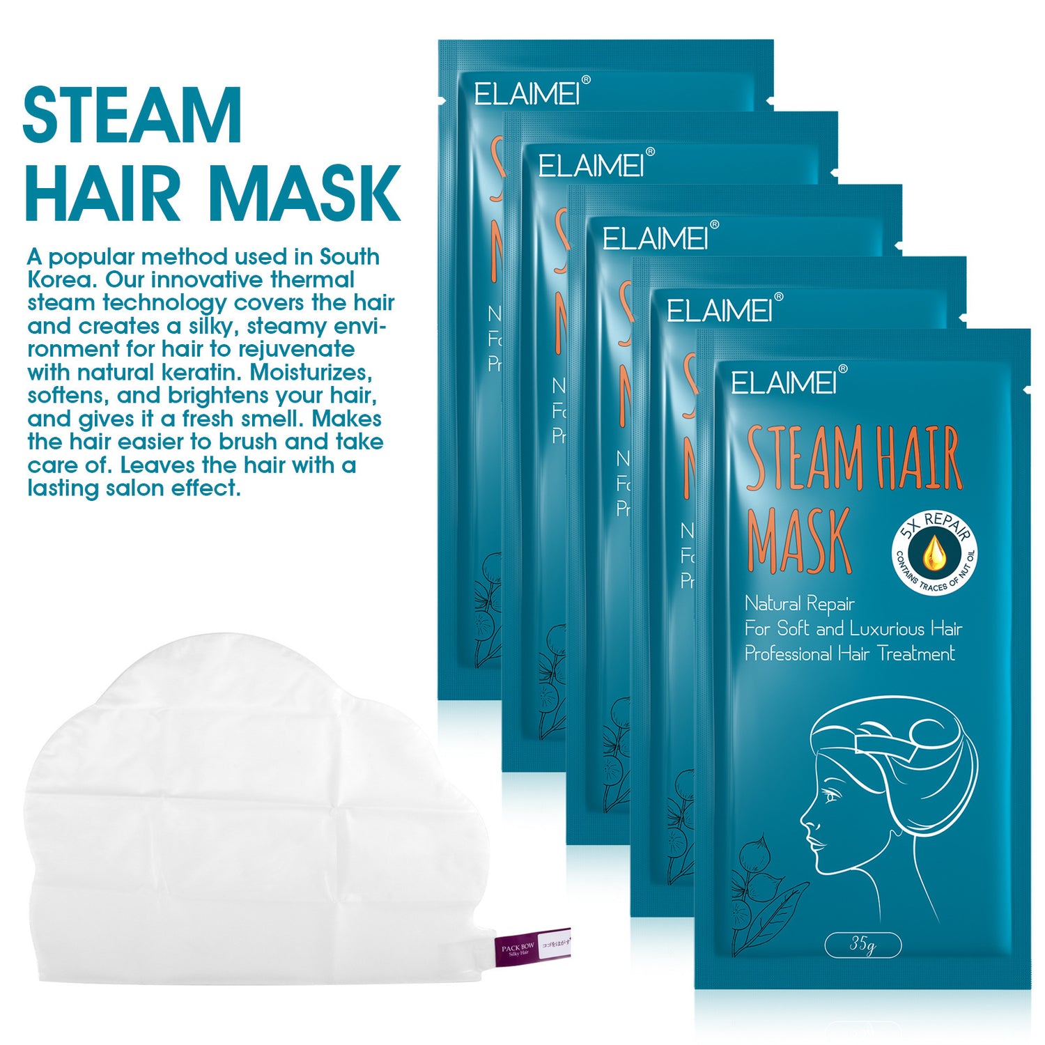 Korean Thermal Steam Mask Repair for Frizz, Deep Moisturizing