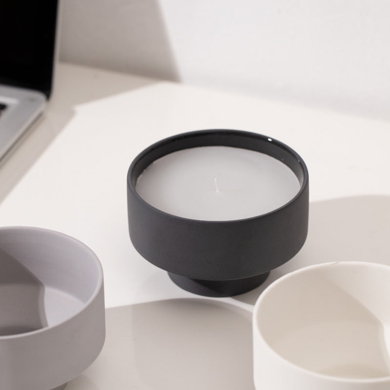 Handmade Round Scented Candle Jar Ceramic Handicraft Candle Holder