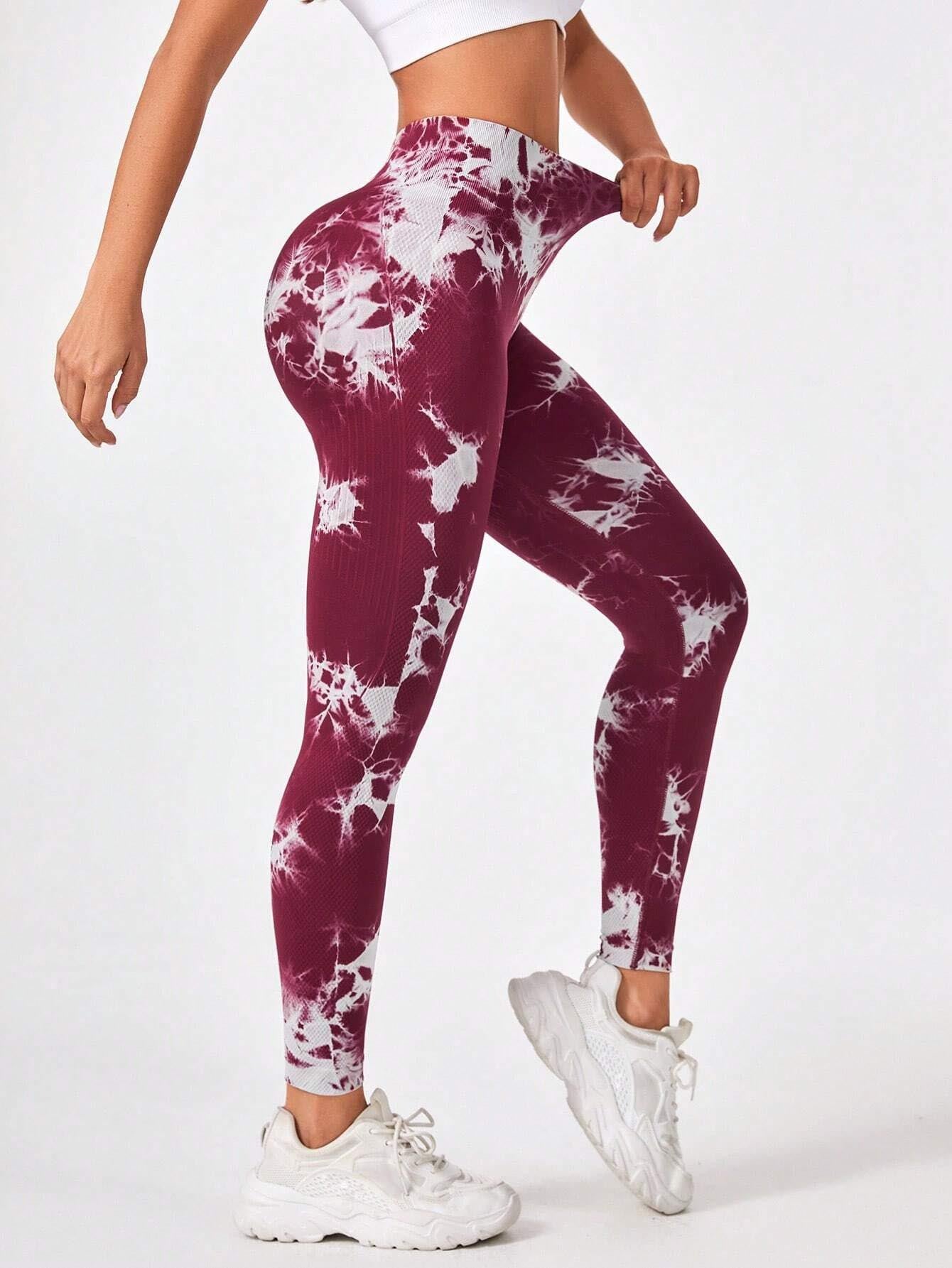 Tie Dye Workout Seamless Leggings For Women High Waist Gym Leggings Yoga Pants, Seamless Leggings For Women High Waist Yoga Pants, Scrunch Butt Lifting Elastic Tights