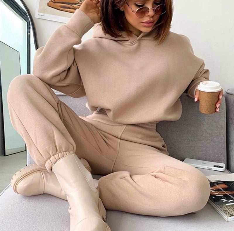 Hooded Sexy Sweater Solid Color Navel Suit Women's Clothing