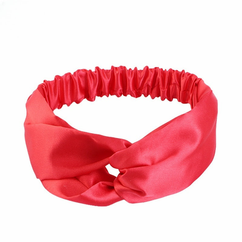 Artificial Silk Cross Headband Hair Band Hair Care Cover Elastic Satin Headband