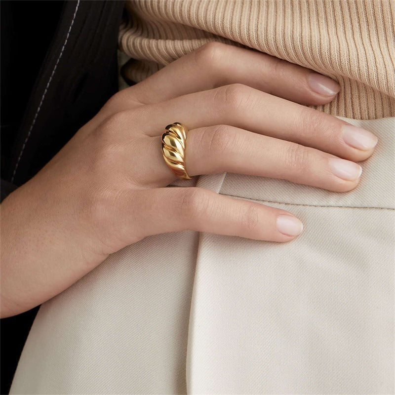 Stainless Steel Ring Gold Plated Couple Index Finger Ring