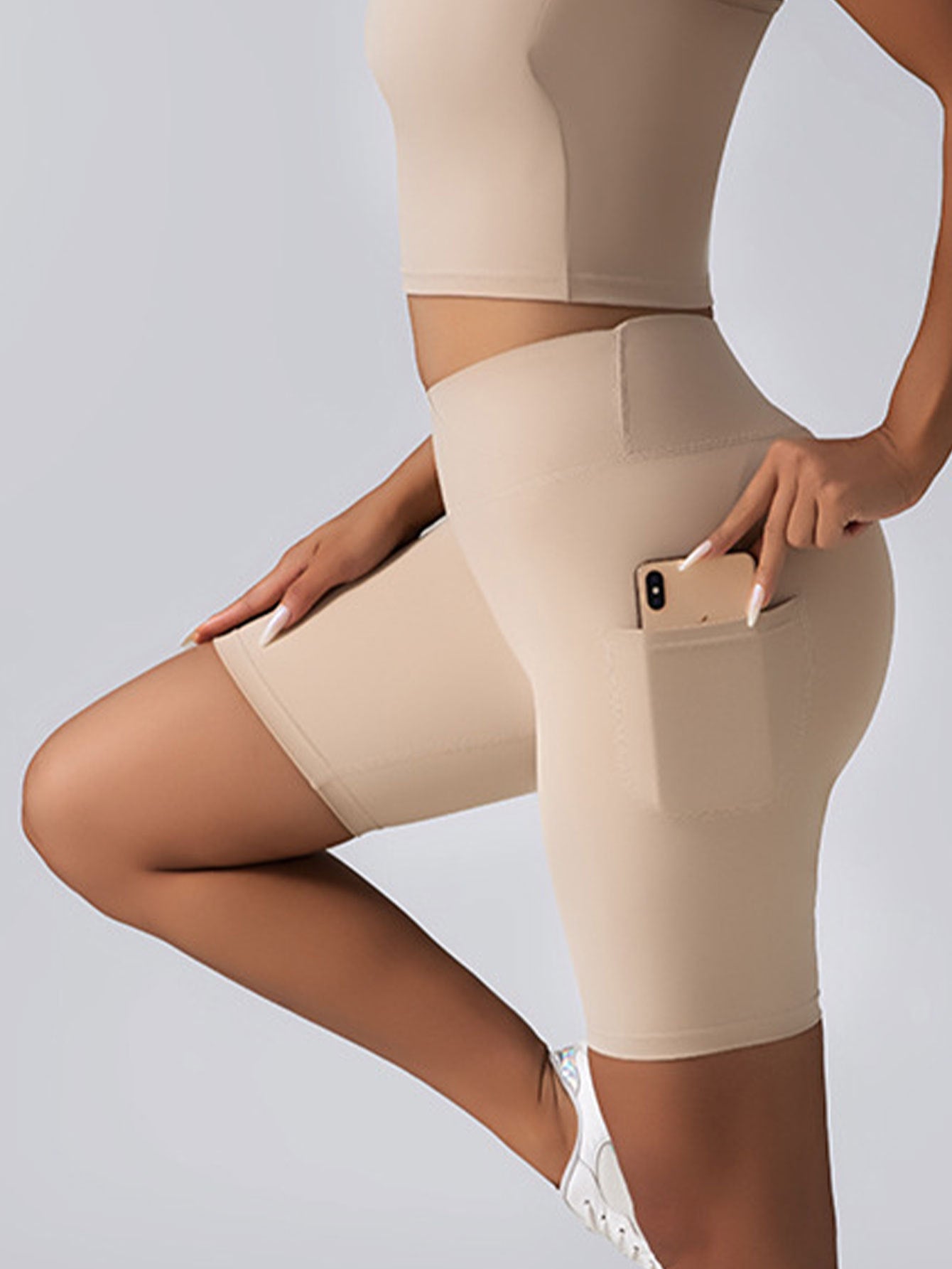 2 Pack High Waist Biker Shorts For Women Workout Yoga Shorts With Pockets