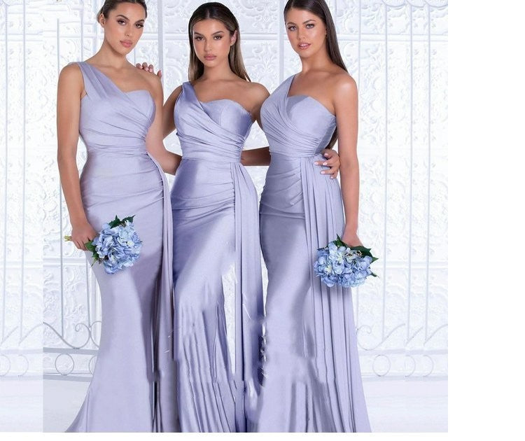 Plus Size Mermaid One Shoulder Elegant Bridesmaid Dress
