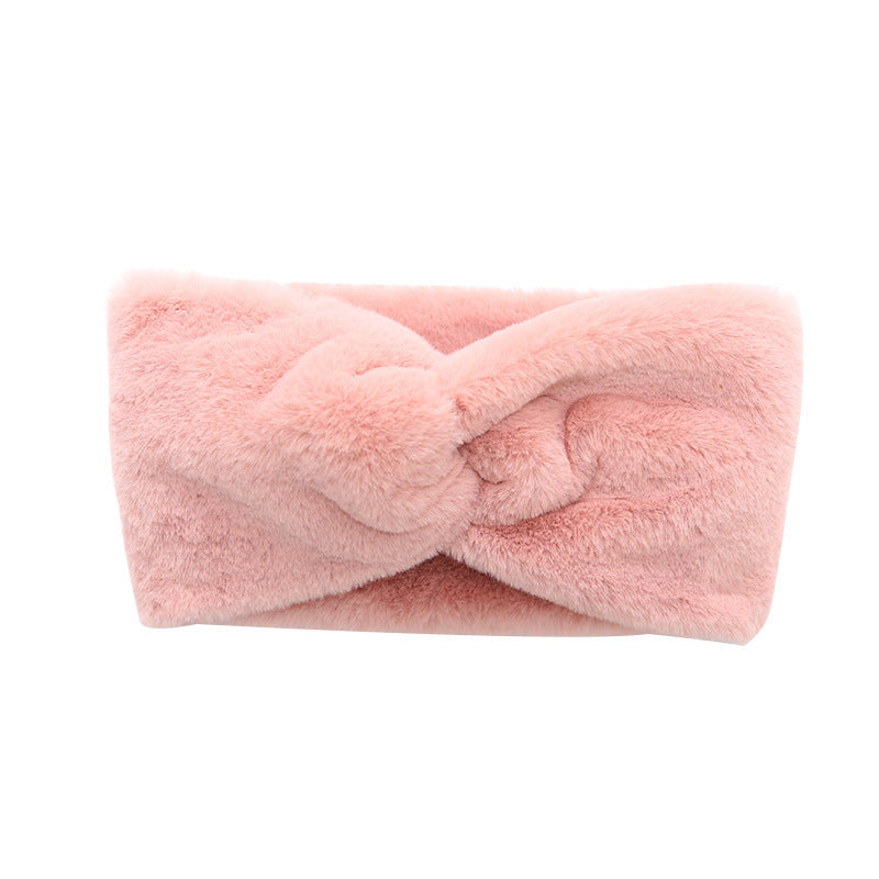 Warmth Elastic Knotted Headband Plush Wide Headband Headscarf Women