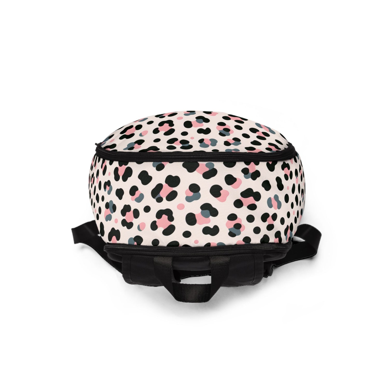 Pink Grey Leopard Unisex Fabric Backpack