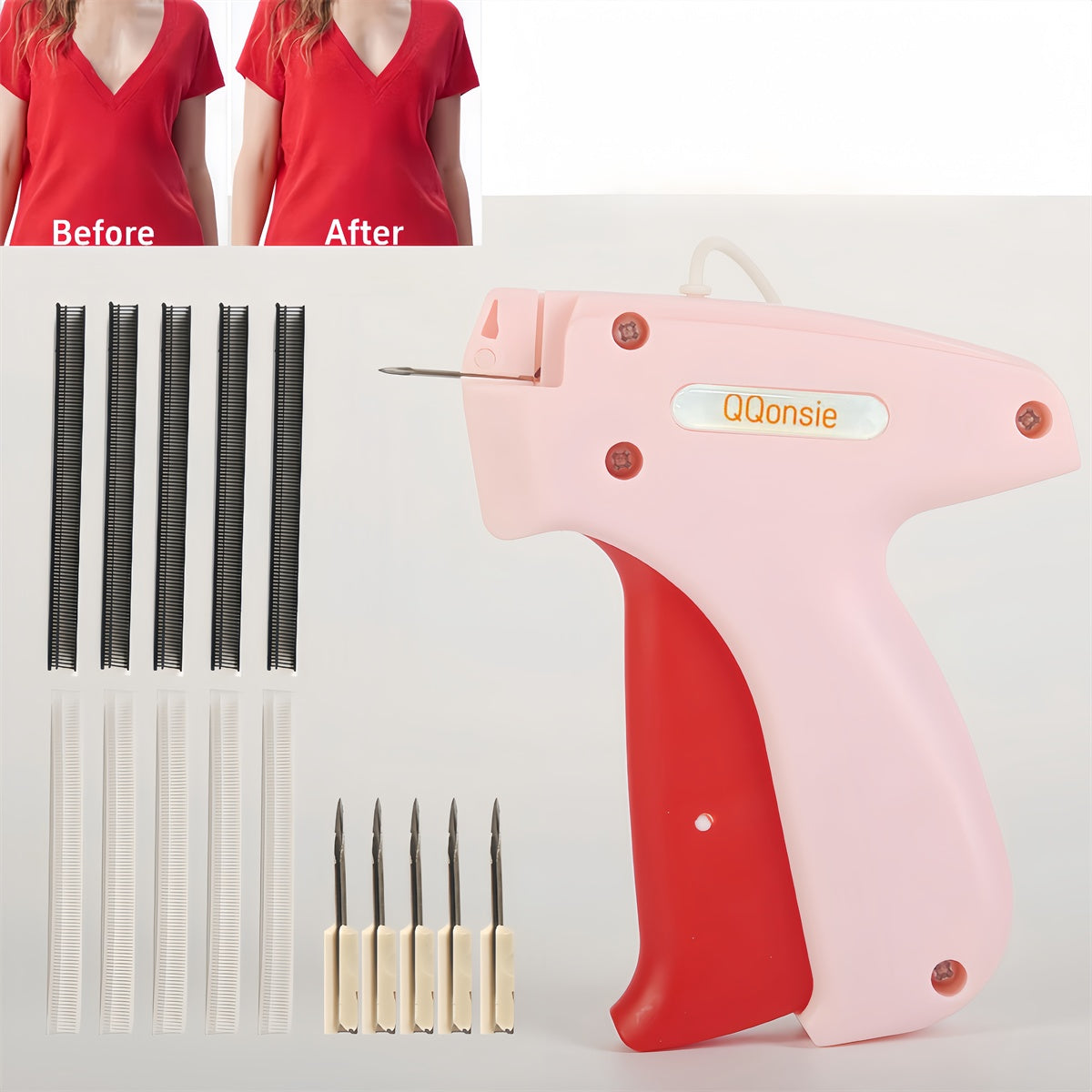 Quick Clothing Fixer, 1 Count Handheld Tag Attacher Gun With 5 Counts Needles & 1000pcs Barbs Fasteners, Sewing Craft Kit For Retail Hang Price Fabric