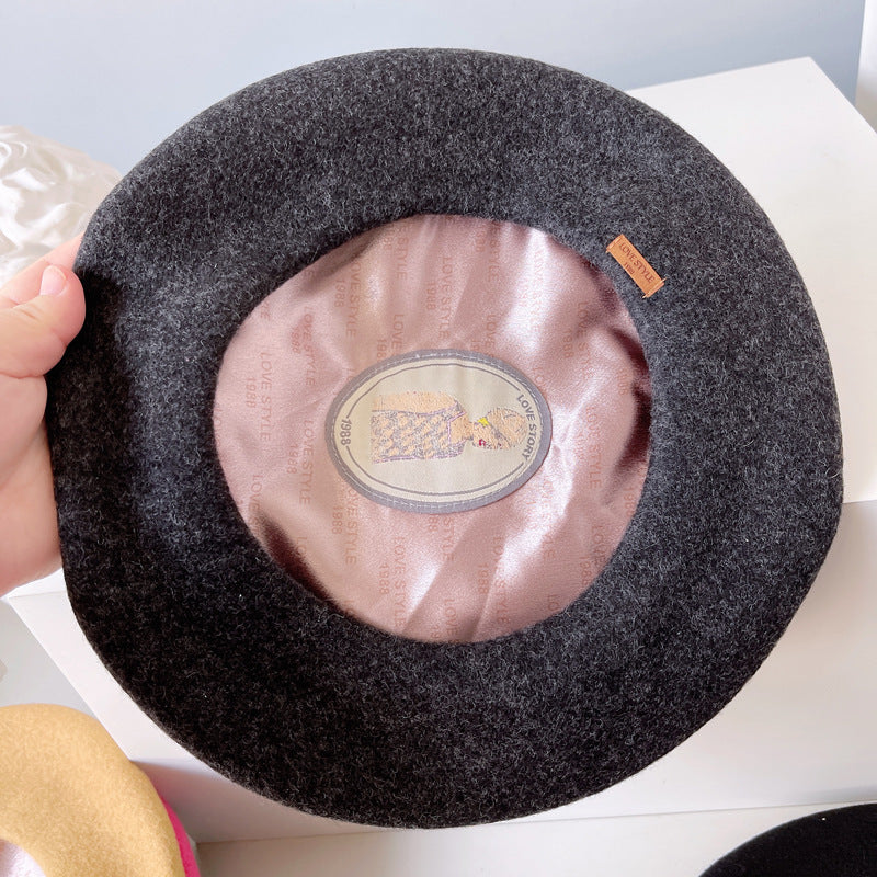 Autumn And Winter Models Of Pure Color Satin Inner Ribe Hat Women