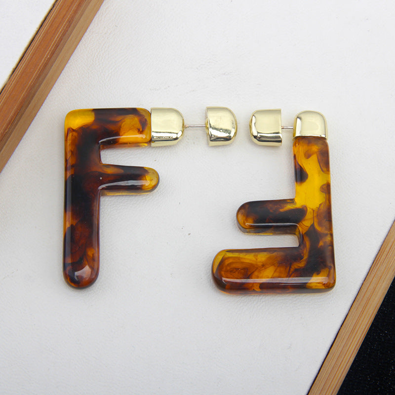 Catwalk Style Transparent Resin Oversized Letter F Earrings