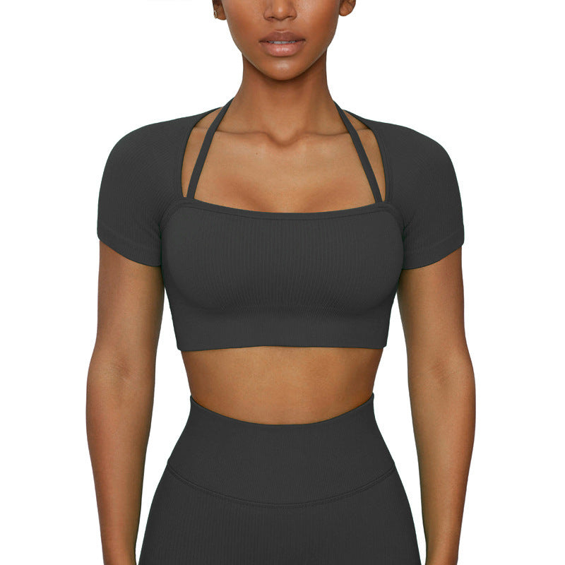 Yoga Wear Suit Running Sports Vest Beautiful Back Zipper Long Sleeve Peach Hip Fitness Shorts