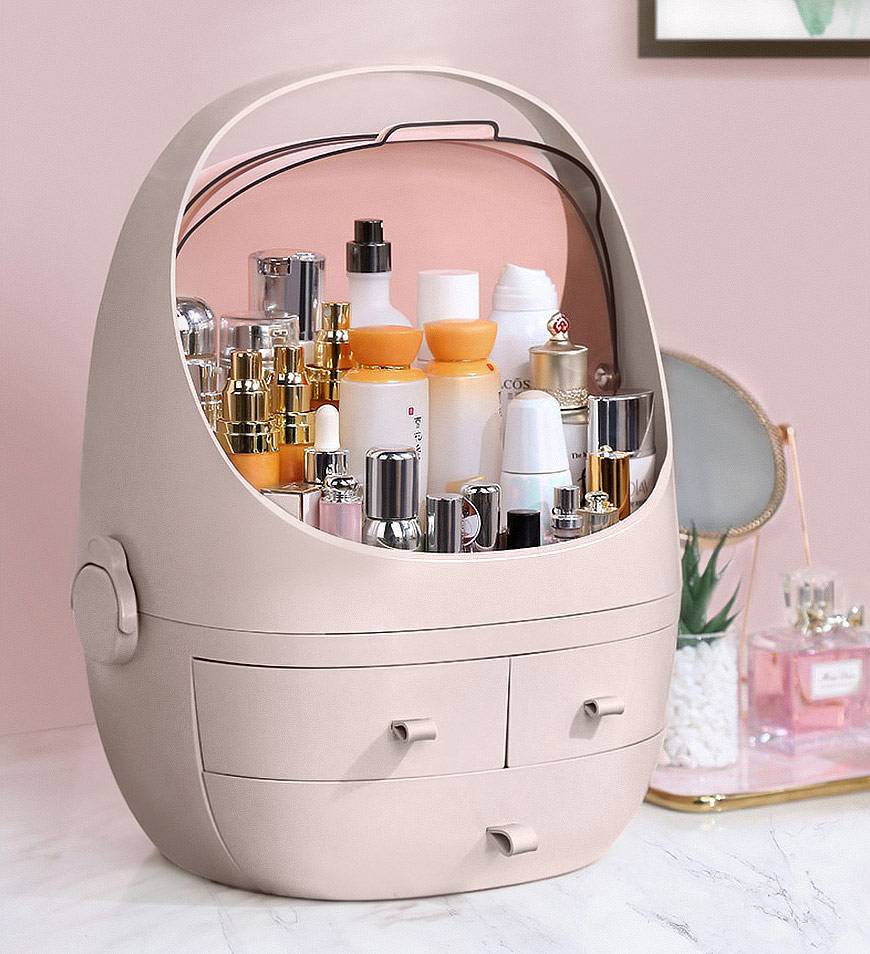 Cosmetic Storage Waterproof Dust Proof Storage Fully Open Lid