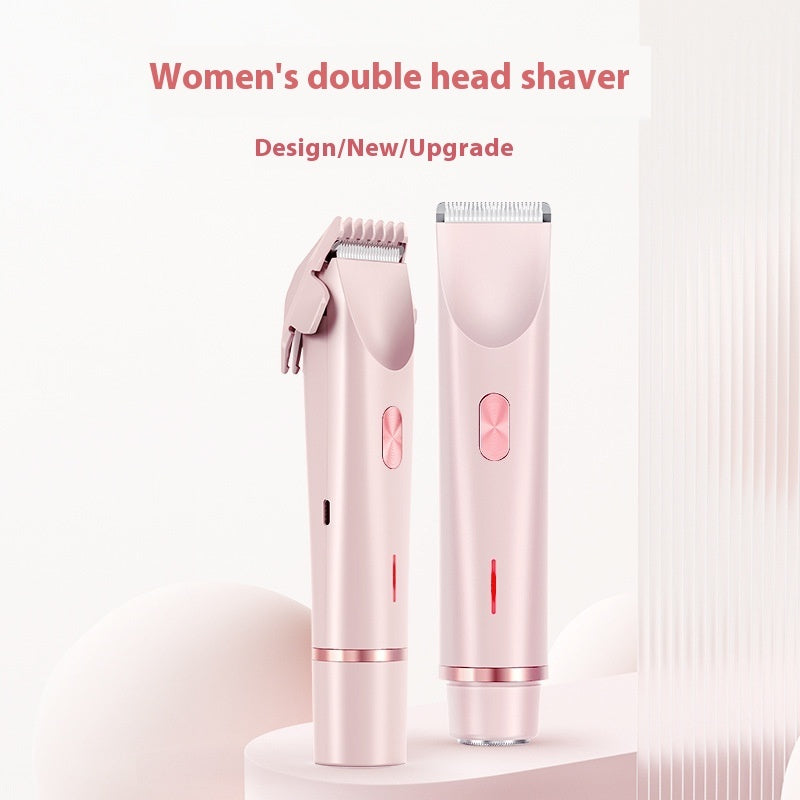 2 In 1 Hair Remover Double Head Shaver Bikini Line Trimmer Electric Razor Wet Dry