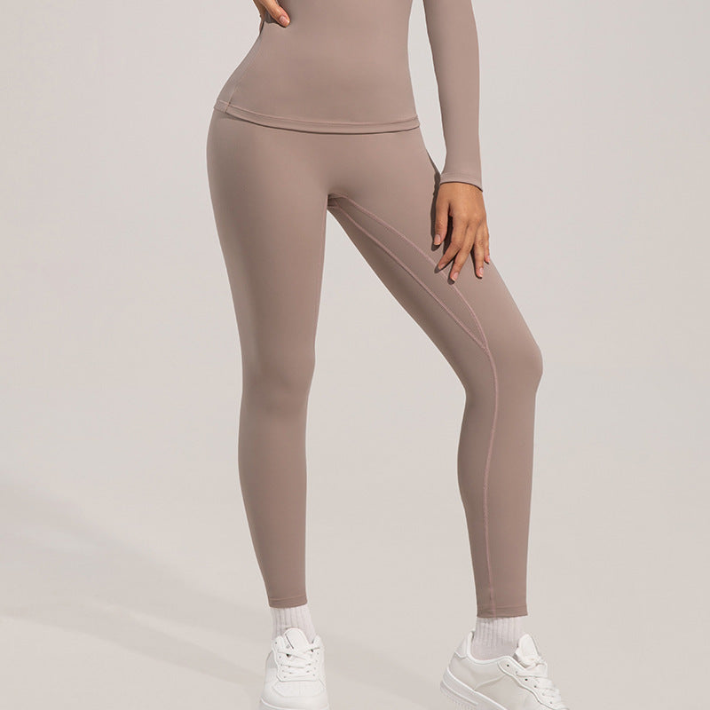 Fall Winter Fashion Brushed Slim Fit Commuter Yoga Clothes Two-piece Set