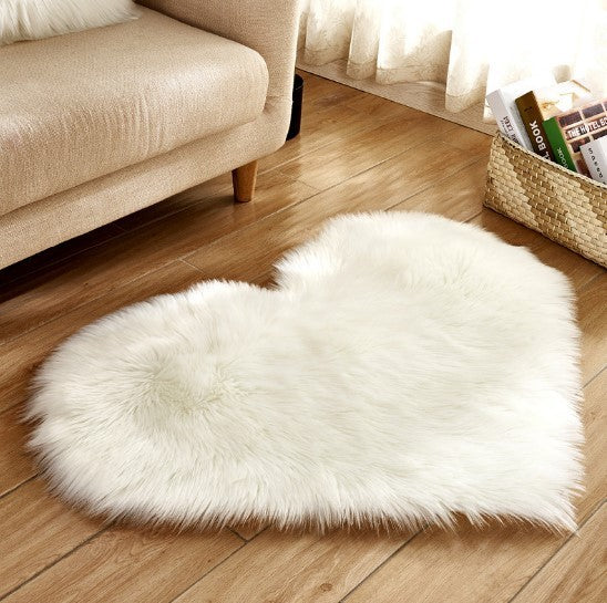 Plush Heart Shaped Carpet Non-Slip Mat Fluffy Rug