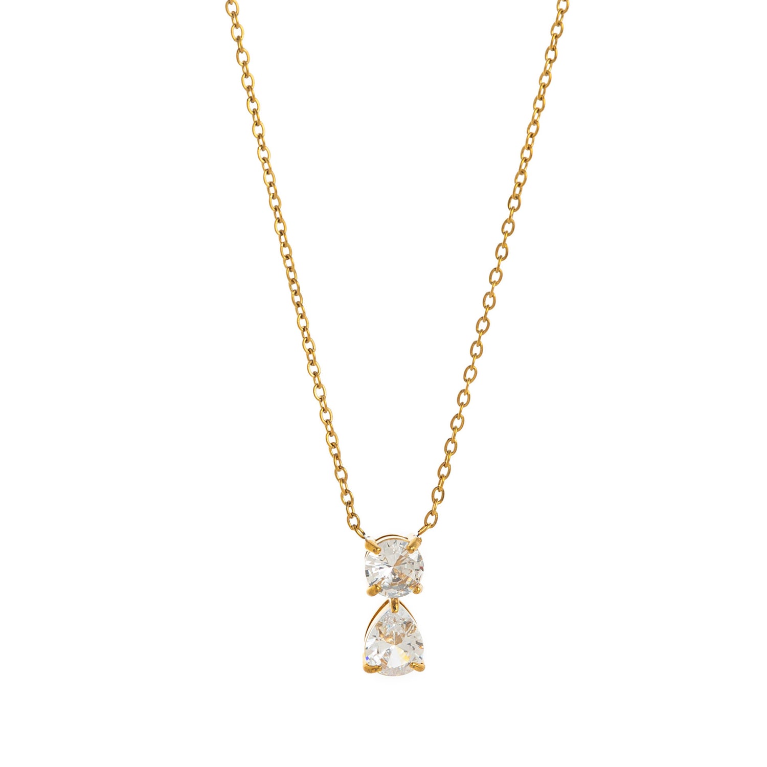 Titanium Steel 12 Birthstones High Color Retention Plated 18K Gold Necklace