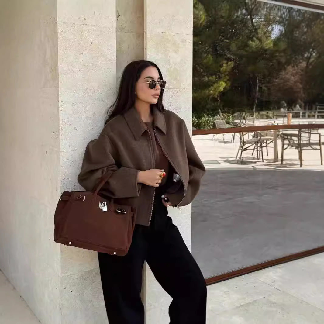 Fall And Winter Lapels Woolen Coat