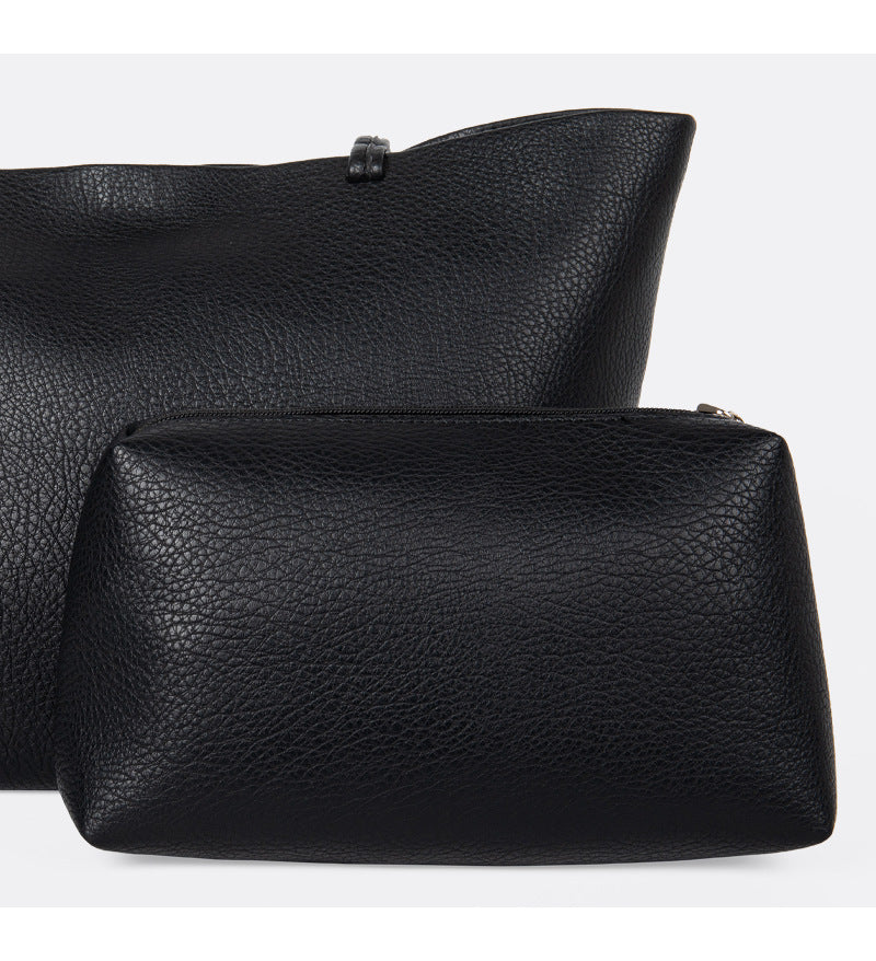 Large Capacity Soft Leather Shoulder Underarm Bag Solid Color Simple