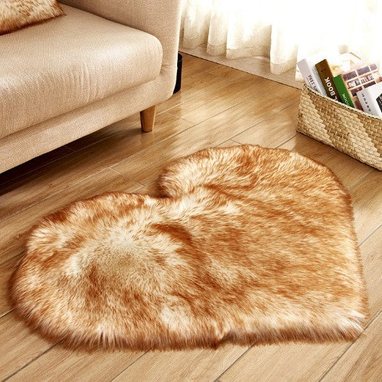 Plush Heart Shaped Carpet Non-Slip Mat Fluffy Rug