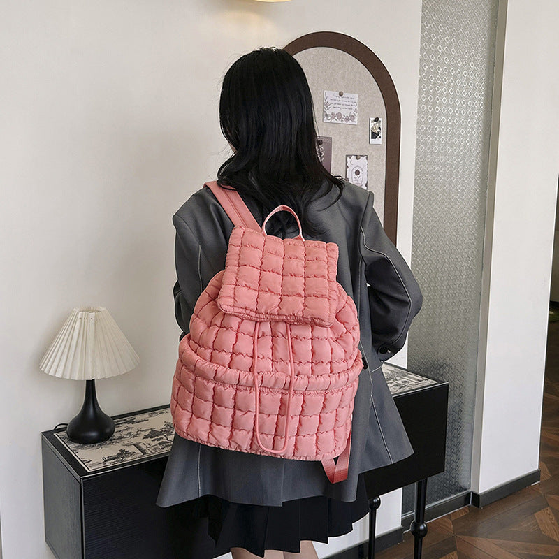 Quilted Puffy Backpack Travel Pack for Women
