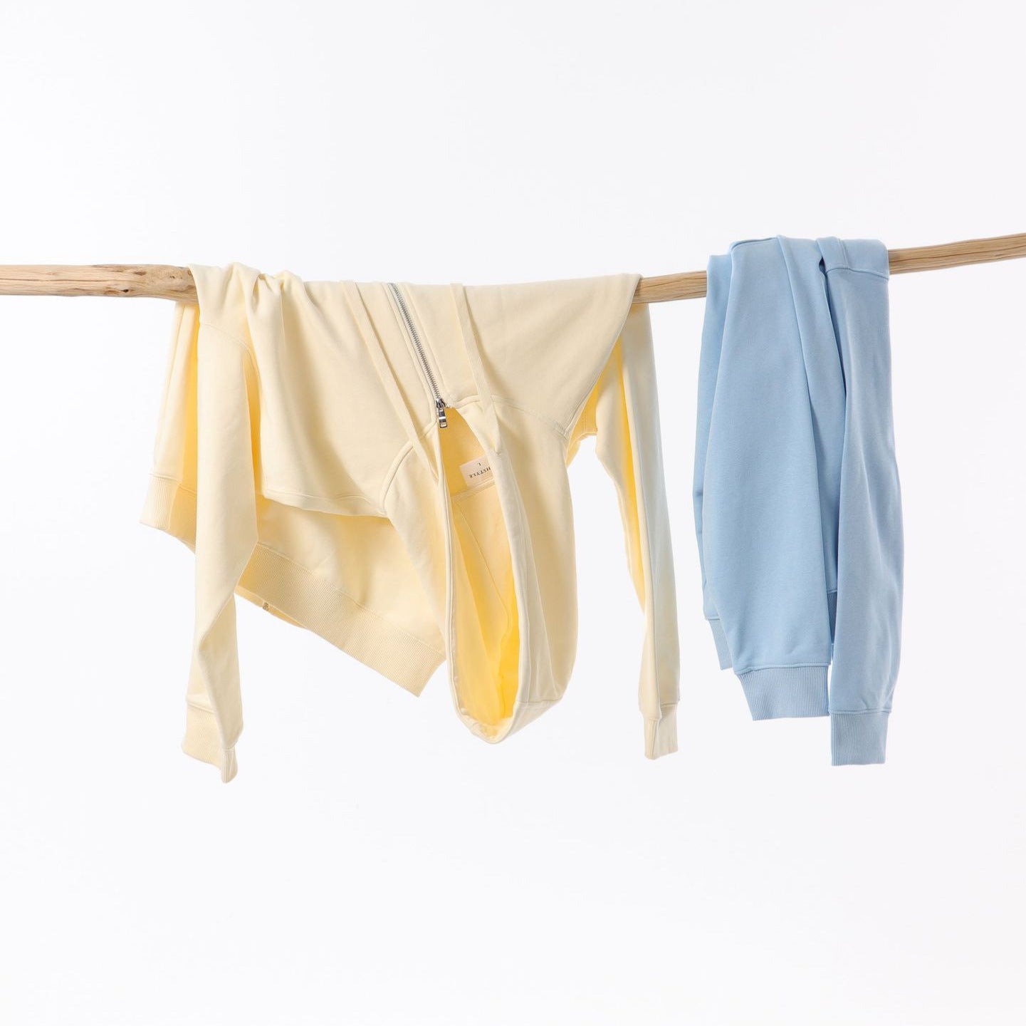 Drop-shoulder Combed Cotton Hooded Zipper Sweatshirt