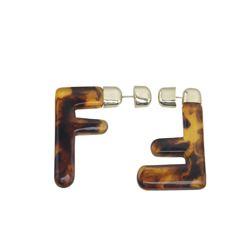 Catwalk Style Transparent Resin Oversized Letter F Earrings