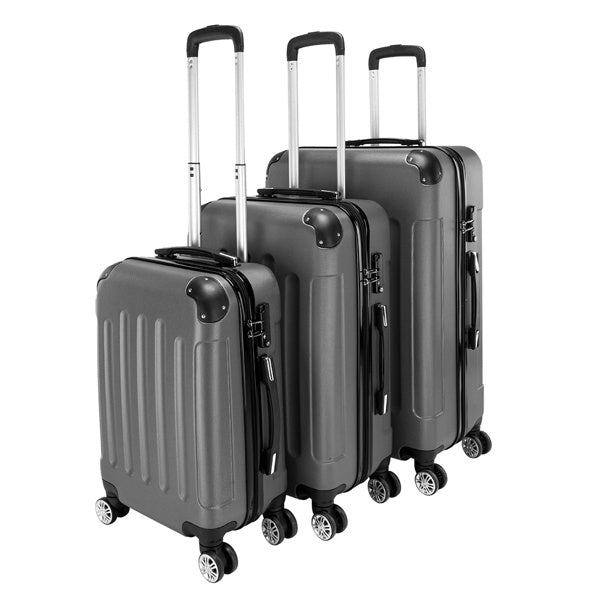 Silver Grey Hard Case Suitcase Luggage Set, 20in 24in 28in
