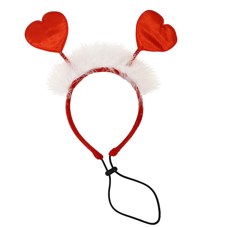 2025 Valentine's Day Pets Costume Valentine's Day Headband Ruffle Collar Set
