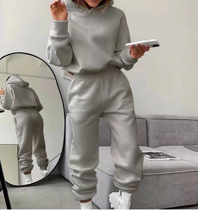 Hooded Sexy Sweater Solid Color Navel Suit Women's Clothing