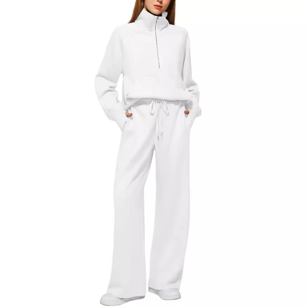 European And American Style Women Two-piece Oversized Half Zipper Sports Suit Women