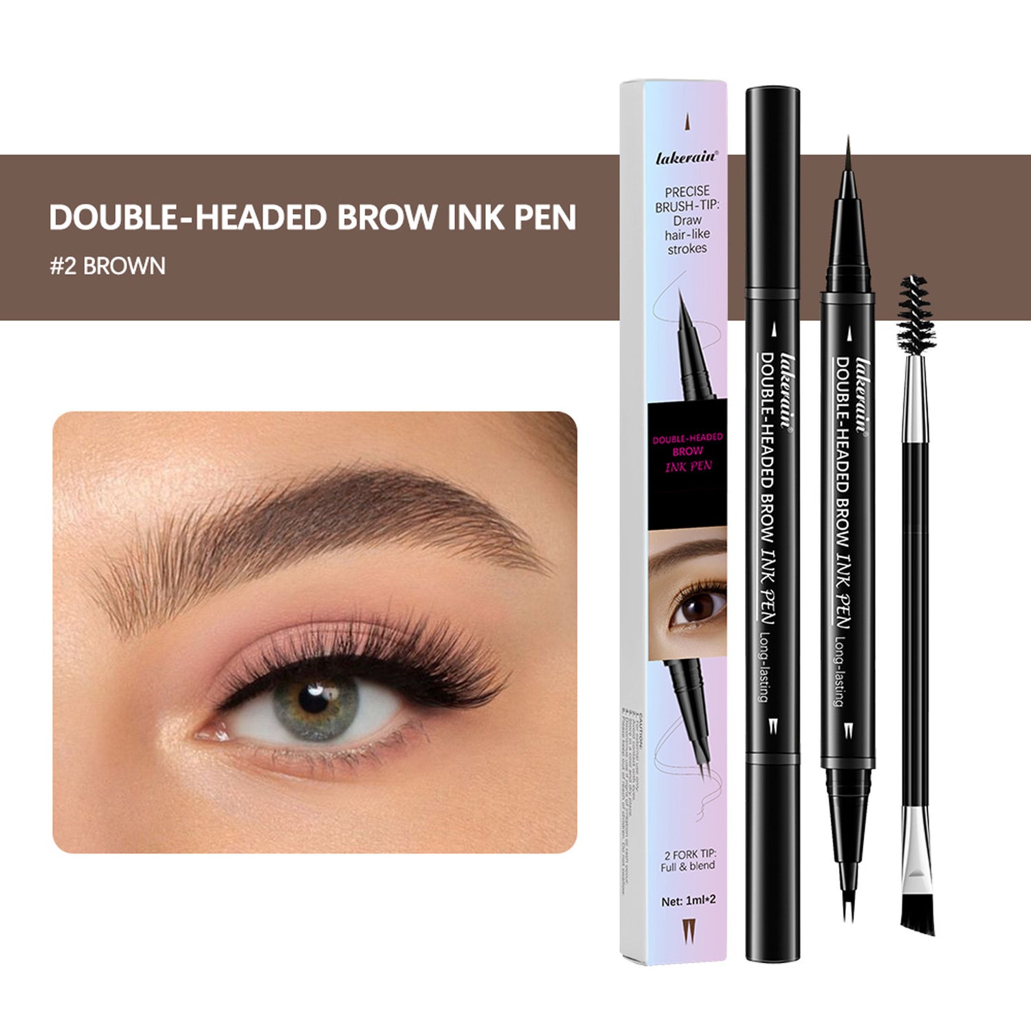 Double-headed Two-fork Eyebrow Pencil Waterproof