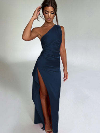 One-Shoulder Hi-Slit Dress