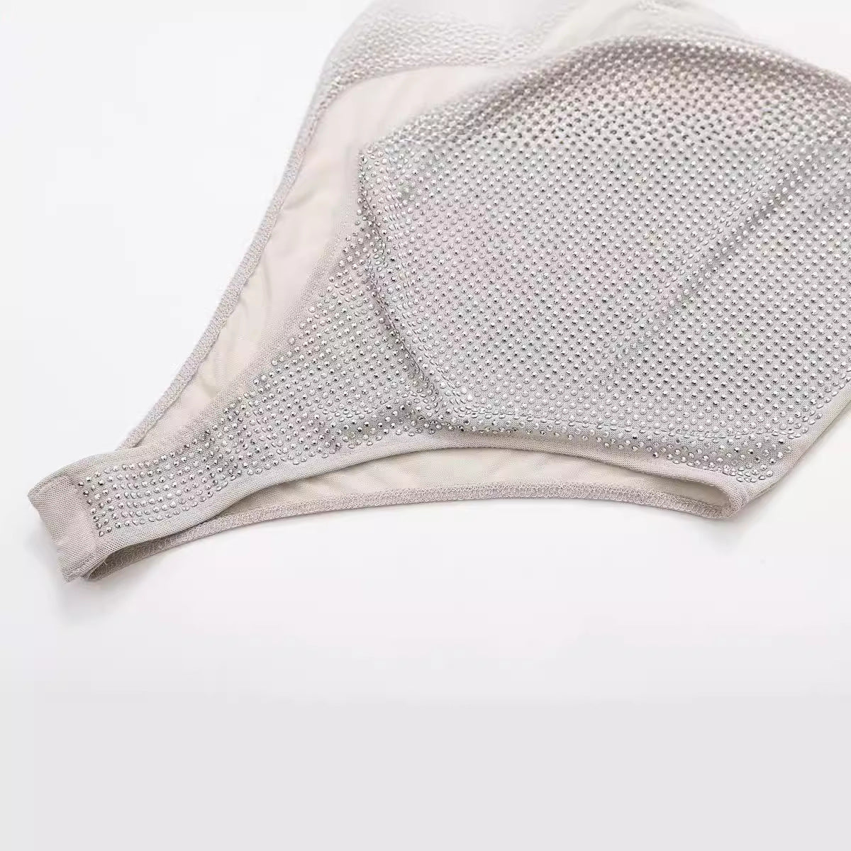 Bright Silk Net Asymmetric Slim-fit Jumpsuit