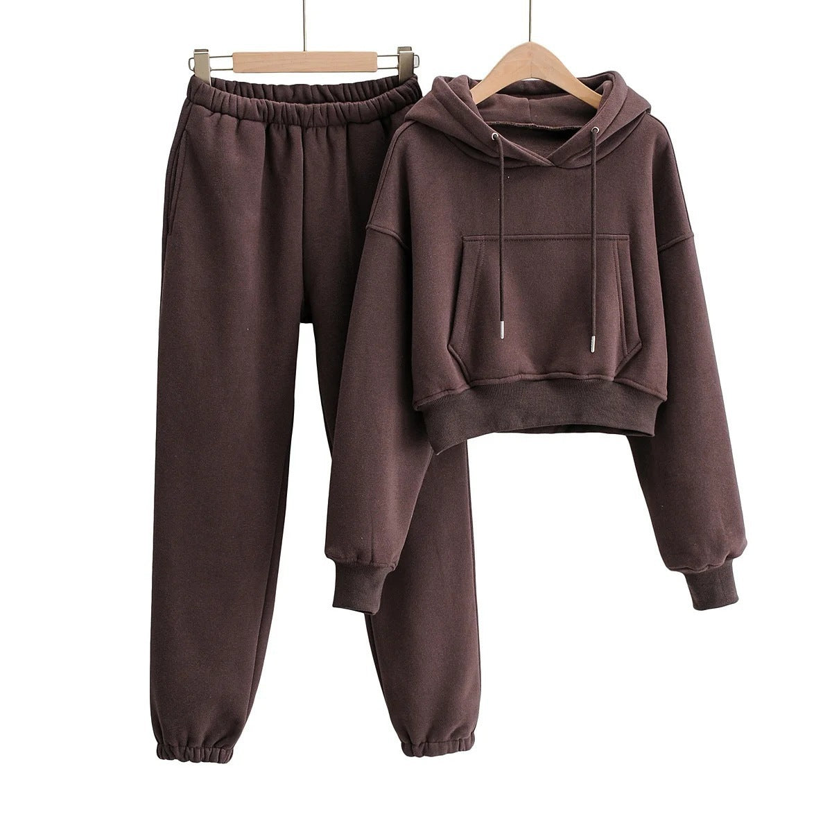 Relaxed Fit Crop Hoodie Sweatshirt & Matching Sweatpants Set