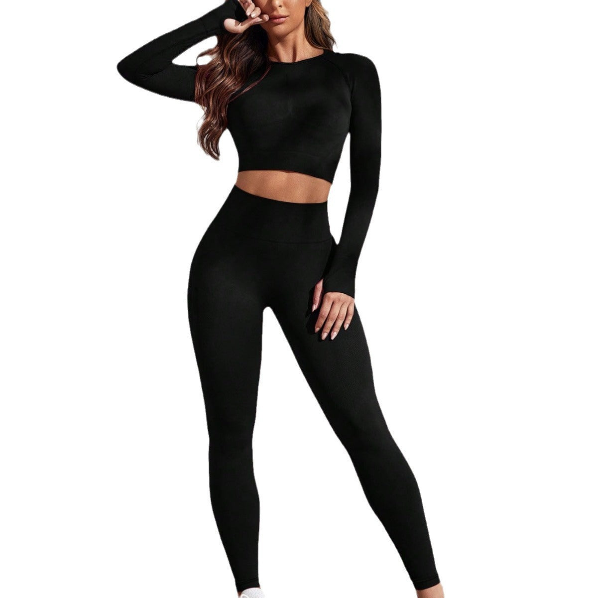 Fitness Suit Pants Long Sleeve Waist-tight Peach Hip Sports Suit