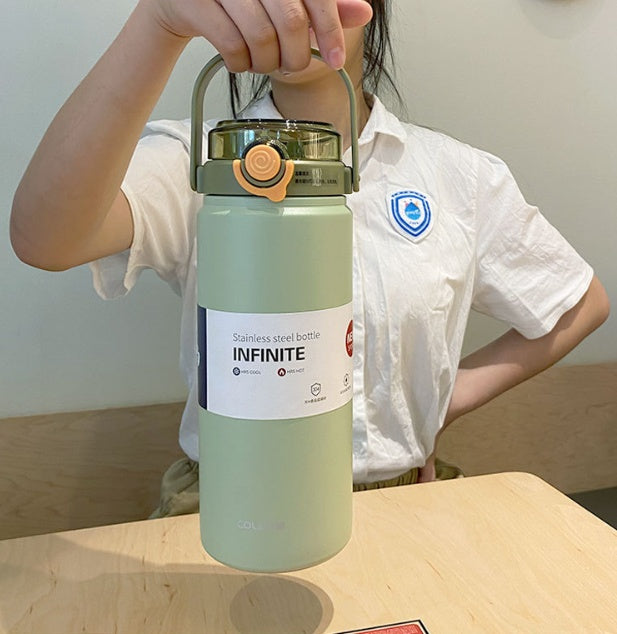 New Thermal Pot Water Cup Large Capacity Straw Direct Drink Outdoor Travel Stainless Steel Kettle