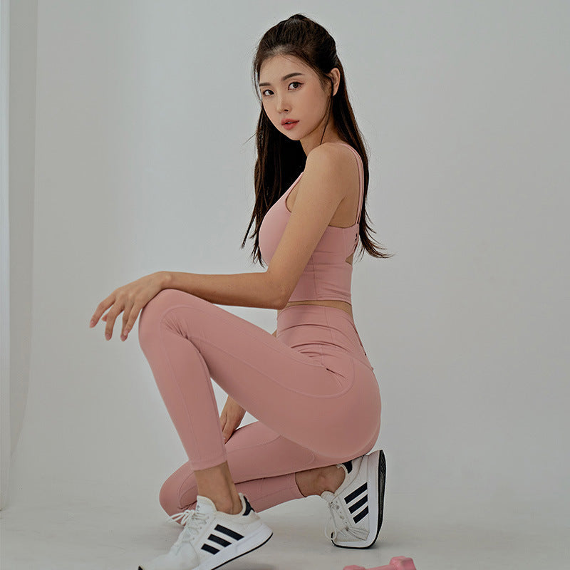 Women's Sports Running Top Fitness Yoga Leggings Set