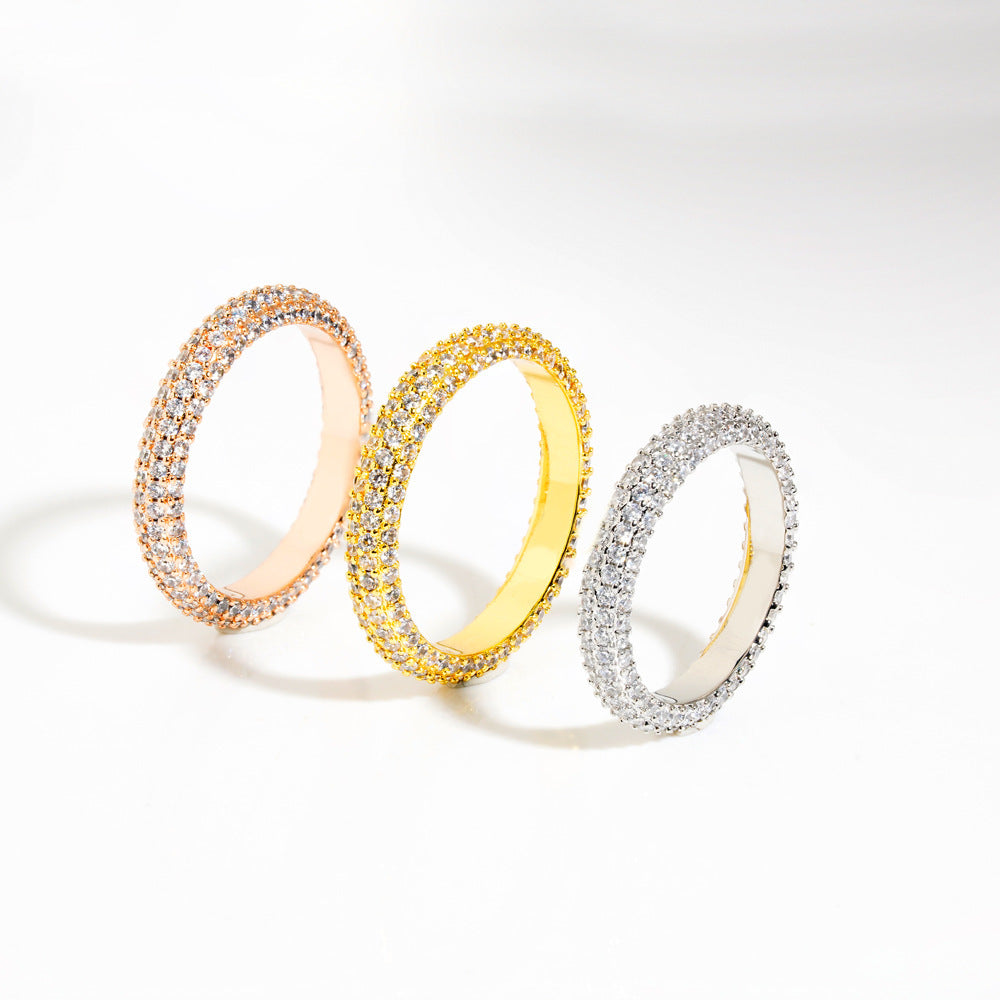 Ins Style Silver Jewelry Full Diamond Single Row Ring