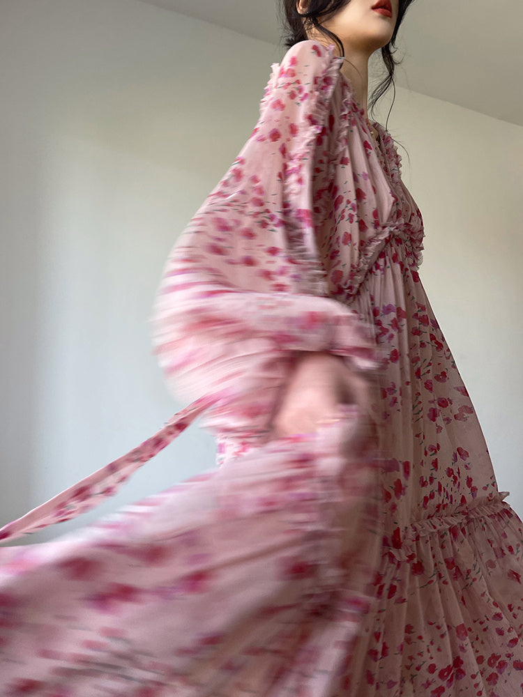 Gentle Puff Sleeve Tea Break Dress Floral Dress