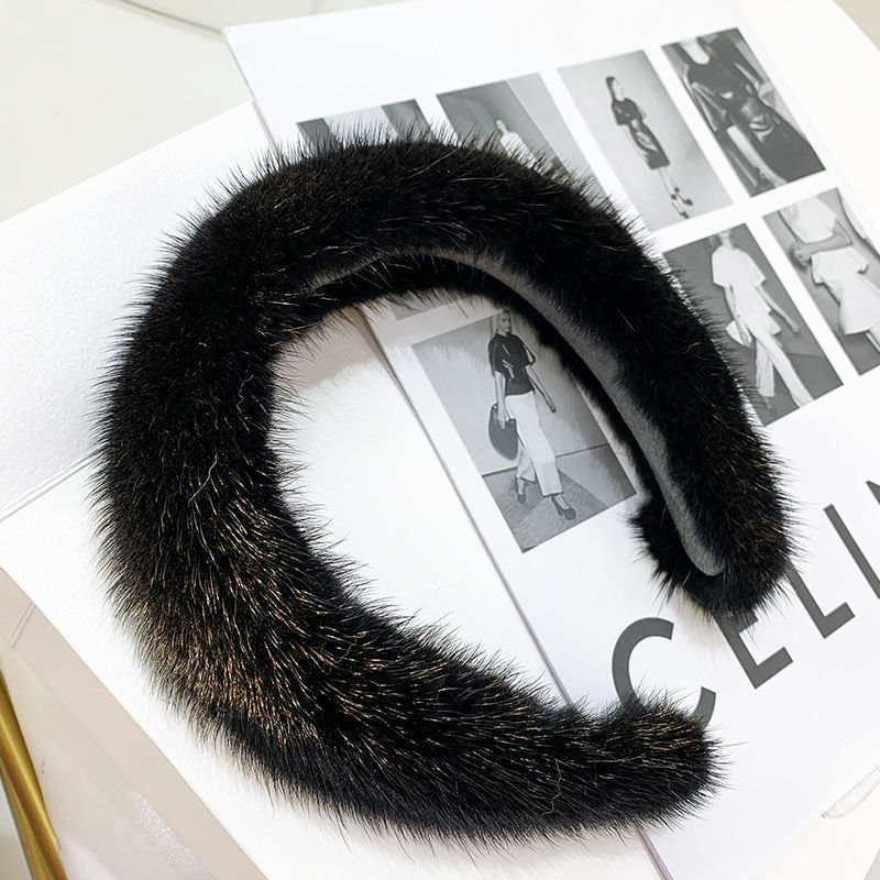 Women's Fur Mink Velvet Solid Color Headband