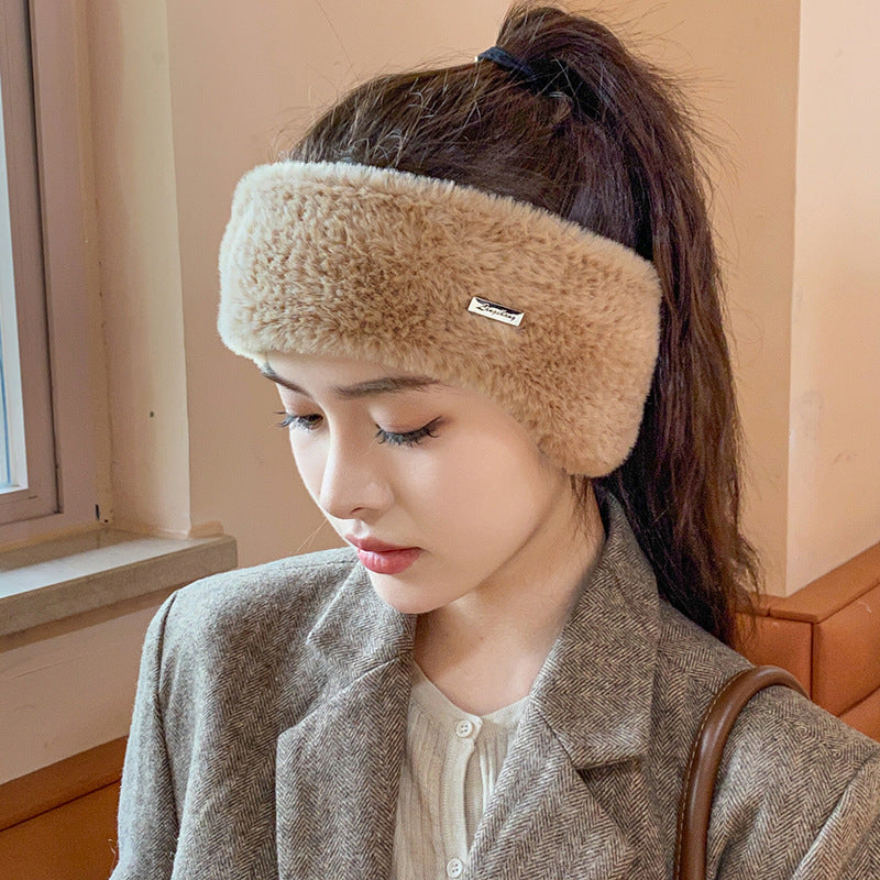 Headband Earmuffs Hat Winter Warm Plush Air Top Knitted Hat