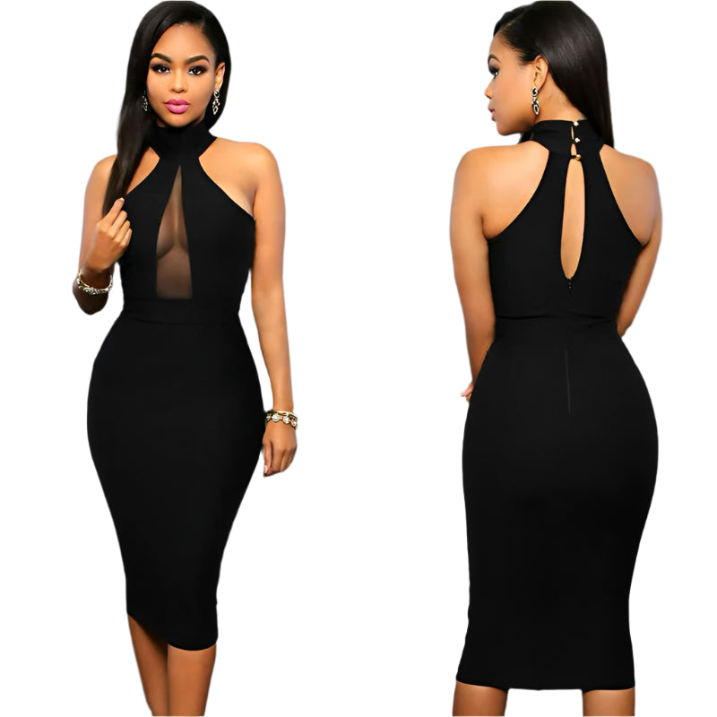 Sheer-Front Bodycon Dress