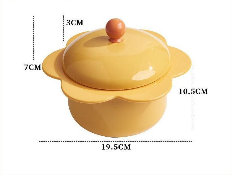 Home Cute Sunflower Stainless Steel Dorm Instant Noodle Bowl With Lid