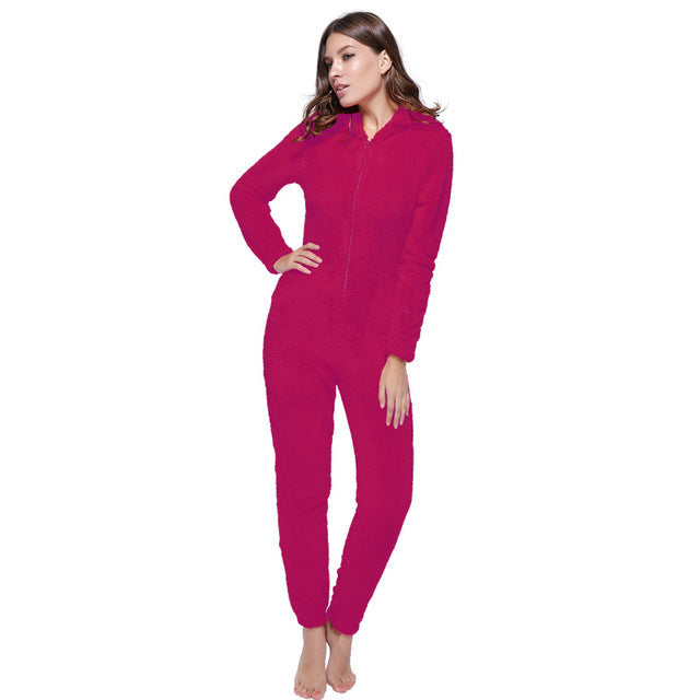 Winter Warm Pyjamas Fluffy Jumpsuits Sleepwear