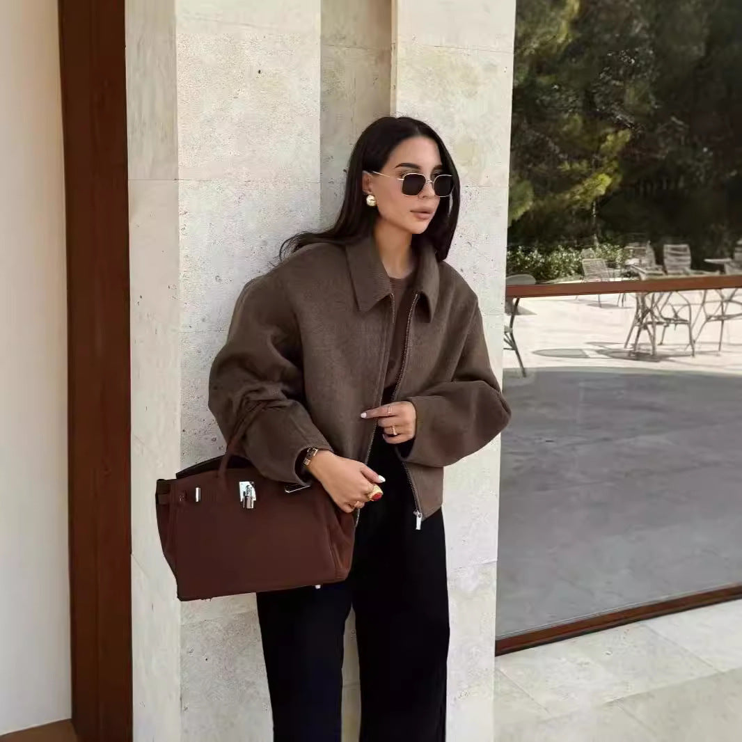 Fall And Winter Lapels Woolen Coat