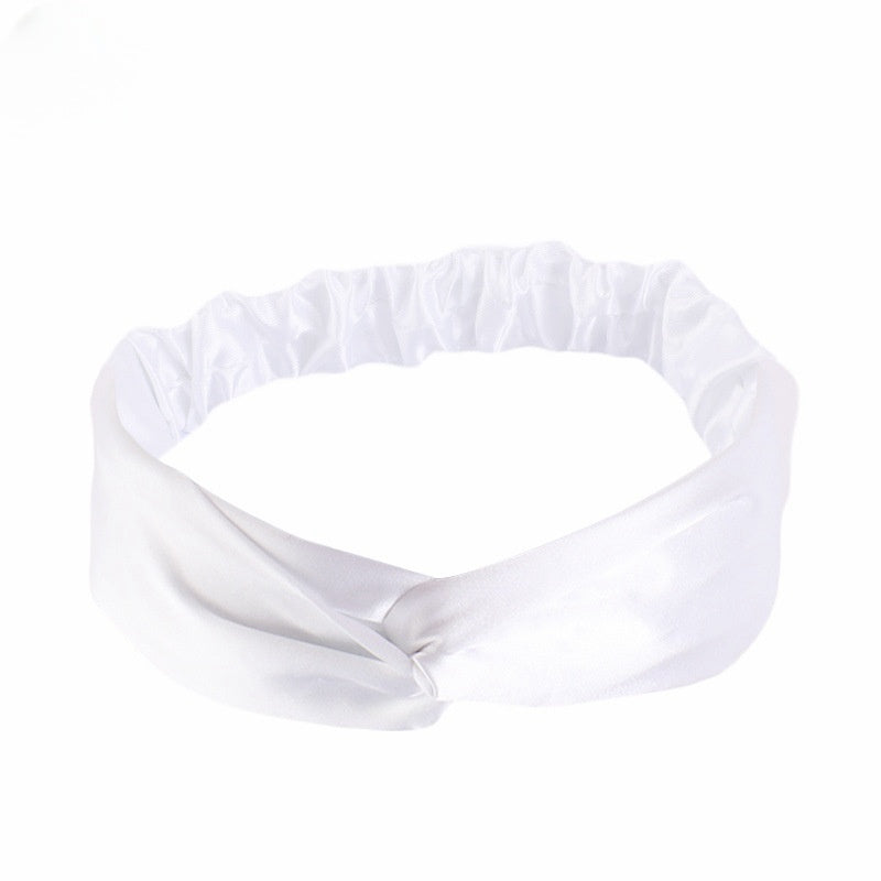 Artificial Silk Cross Headband Hair Band Hair Care Cover Elastic Satin Headband